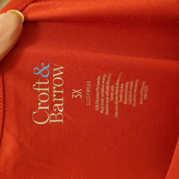 Croft & Barrow 🌻 Bold Red Sleepwear Top 3X Stay Cozy - Picture 2 of 3